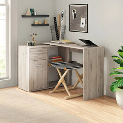 Flavia L-Shaped Corner Desk for Home Office - Oak