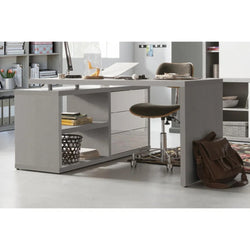 Patria L-Shaped Corner Desk for Home Office - Grey & White
