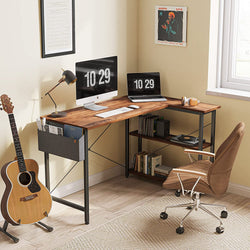Adley L-Shaped Corner Desk for Home Office - Deep Brown - 120cm