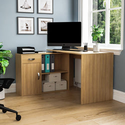 Adelphi L-Shaped Corner Desk for Home Office - Pine