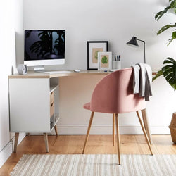 Walburg L-Shaped Corner Desk for Home Office - Oak/White