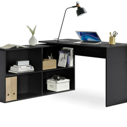 Amber L-Shaped Corner Desk - Black
