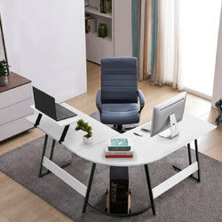 Jahime L-Shaped Corner Desk for Home Office - White