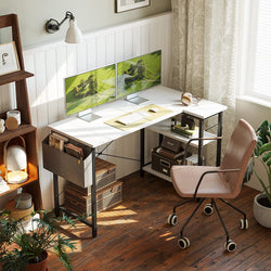 Adley L-Shaped Corner Desk for Home Office - White - 100cm