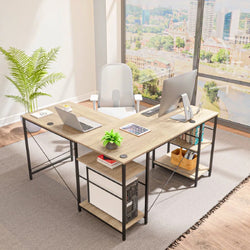Nova L-Shaped Corner Desk for Home Office - Light Oak