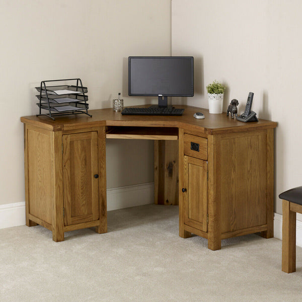 Madera Corner Desk for Home Office Rustic Oak Corner Desks UK