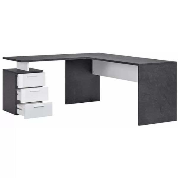 Calderone LShaped Corner Desk for Home Office White & Dark Grey