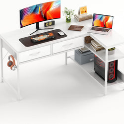 Harley L-Shaped Reversible Corner Desk - White - 100cm's