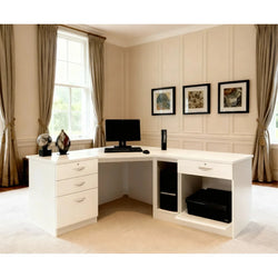 Verity L-Shaped Home Office Desk with Drawer Pedestals – White