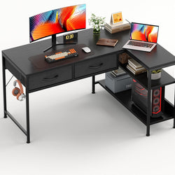 Harley L-Shaped Reversible Corner Desk - Black - 100cm's