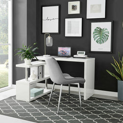 Bellita Rotating Corner Desk - White High Gloss & Chrome