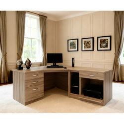 Verity L-Shaped Home Office Desk with Drawer Pedestals – Grey