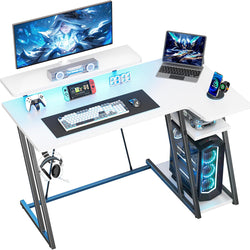Rhea L-Shaped Gaming Desk – White (100cm)