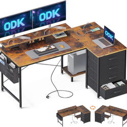 Tassa L-Shaped Reversible Corner Desk - Brown