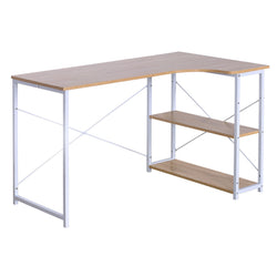 Eada L-Shaped Corner Desk for Home Office - Natural & White