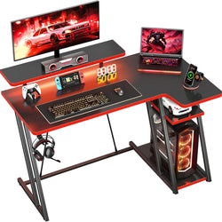 Rhea L-Shaped Gaming Desk – Black/Red (100cm)