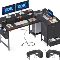 Tassa L-Shaped Reversible Corner Desk - Black