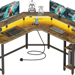 Loxley L-Shaped Computer Desk 135x118x86cm- Rustic Brown
