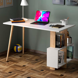 Circo L-Shaped Corner Desk for Home Office - White & Oak