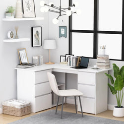 Kinslee L-Shaped Corner Desk for Home Office - White