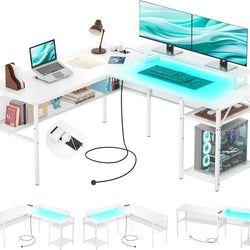 Rosamund L-Shaped Reversible Corner Desk - White