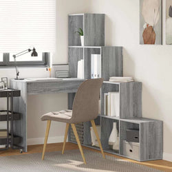 Hollis Reversible L-Shaped Corner Desk with Hutch – Grey Sonoma