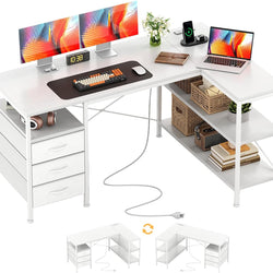 Baldwin L-Shaped Reversible Corner Desk - White