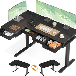 Lyra L Shaped Height Adjustable Reversible Corner Desk - Black