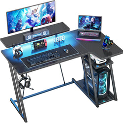 Rhea L-Shaped Gaming Desk – Black (100cm)