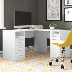 Beckett L-Shaped Corner Desk with Cabinet & Drawers – White