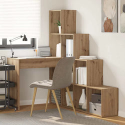 Hollis Reversible L-Shaped Corner Desk with Hutch – Artisan Oak