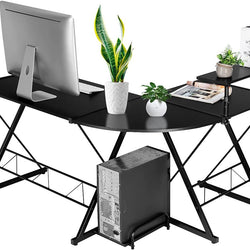 Calista L Shaped Corner Desk - Black