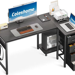 Presley Reversible Corner Desk with Soft Close Drawers - Black