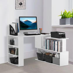 Skye 360° Rotating Corner Desk with Shelves – White