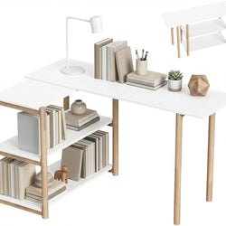 Elleni Flexible Corner Desk for Home Office - Oak & White