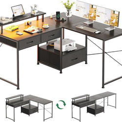 Adeliza L-Shaped Reversible Corner Desk - Black