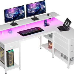 Elvina L-Shaped Reversible Corner Desk - White - 120cm's