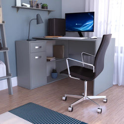 Makena L-Shaped Corner Desk for Home Office - Grey