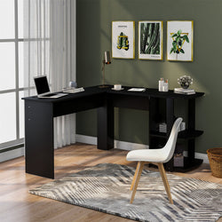 Leveta L Shaped Corner Desk - Black