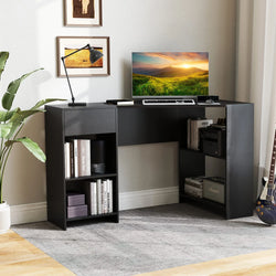 Mira L-Shaped Corner Desk – Black