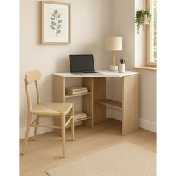 Senna Corner Computer Desk – White/Brown