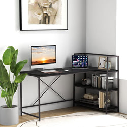 Nisah Corner Desk for Home Office - Black