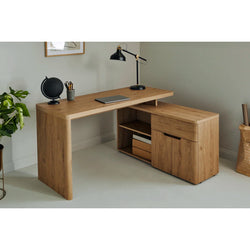 Thea L-Shaped Corner Desk for Home Office - Montana Oak