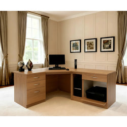 Verity L-Shaped Home Office Desk with Drawer Pedestals – English Oak