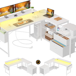 Berenice L-Shaped Reversible Corner Desk - White