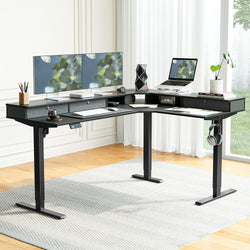 Alberta L-Shaped Electric Desk - Black