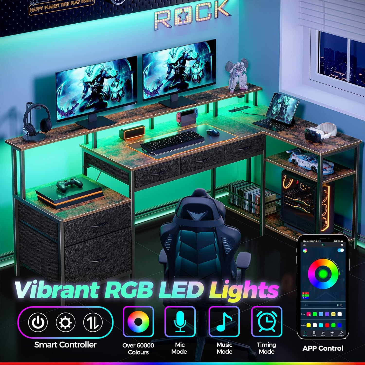 Apolis L Shaped Computer Desk - Rustic Brown | Corner Desks UK - Corner ...