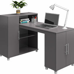 George L-Shaped Home Office Desk - Grey