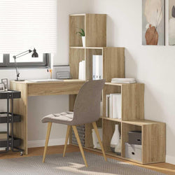 Riven L-Shaped Corner Desk Shelves - Sonoma oak