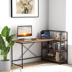 Martin L-Shaped Home Office Desk - Black/Walnut